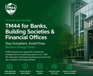 TM44 air conditioning compliance for banks, building societies and financial offices in the UK